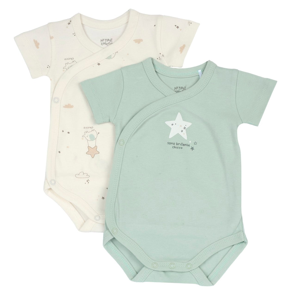 Set 2 body Chicco in caldo cotone a mezza manica