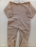 Tutina intera in maglia beige Chicco con piedino e bottoncini