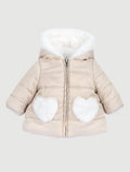 Giacca imbottita beige Chicco con tasche a cuore