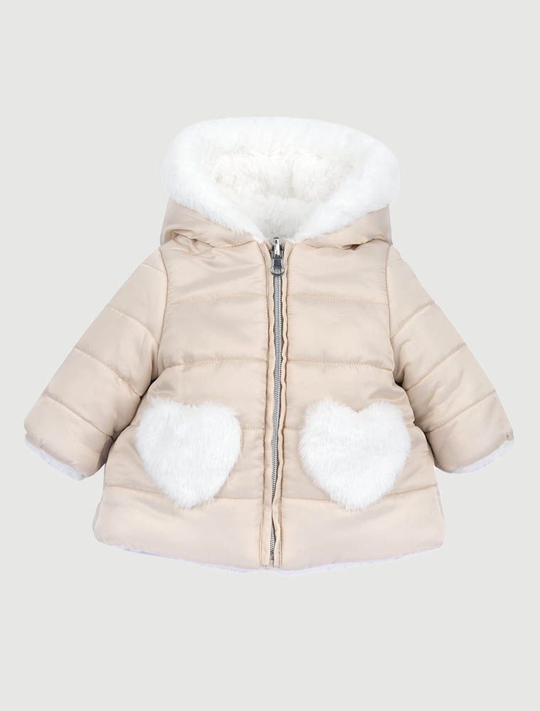 Giacca imbottita beige Chicco con tasche a cuore