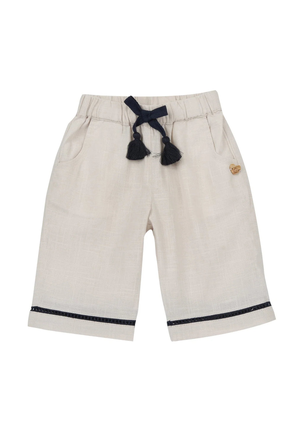 Completo estivo Chicco blu e avorio con colletto e nappine