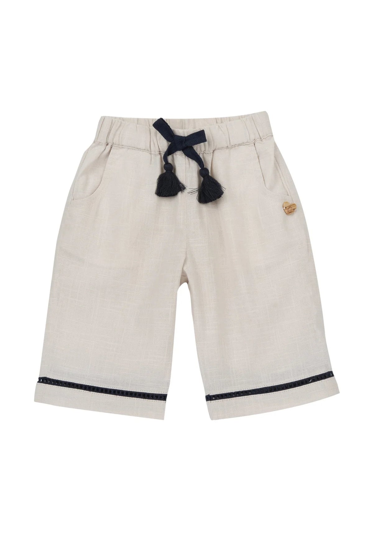 Completo estivo Chicco blu e avorio con colletto e nappine