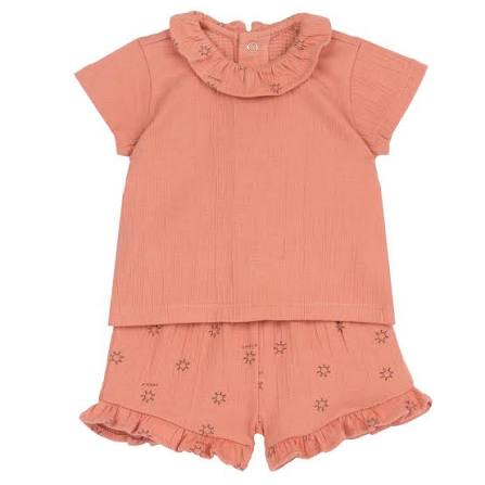 Completo estivo 2 pz bambina Chicco rosa con rouches