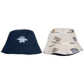 Cappellino reversibile Chicco blu e avorio con fantasia animali
